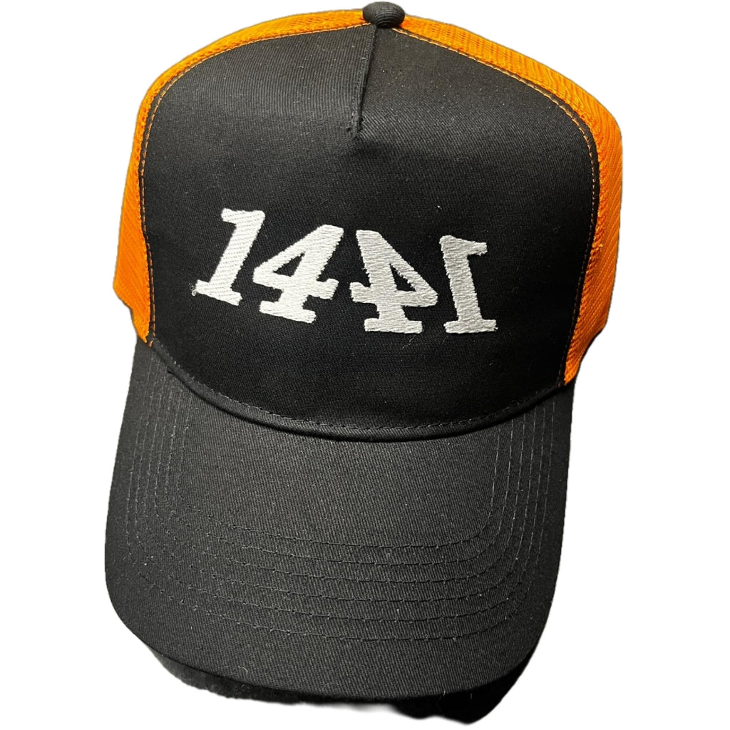 1441 Black and Orange Trucker Hat