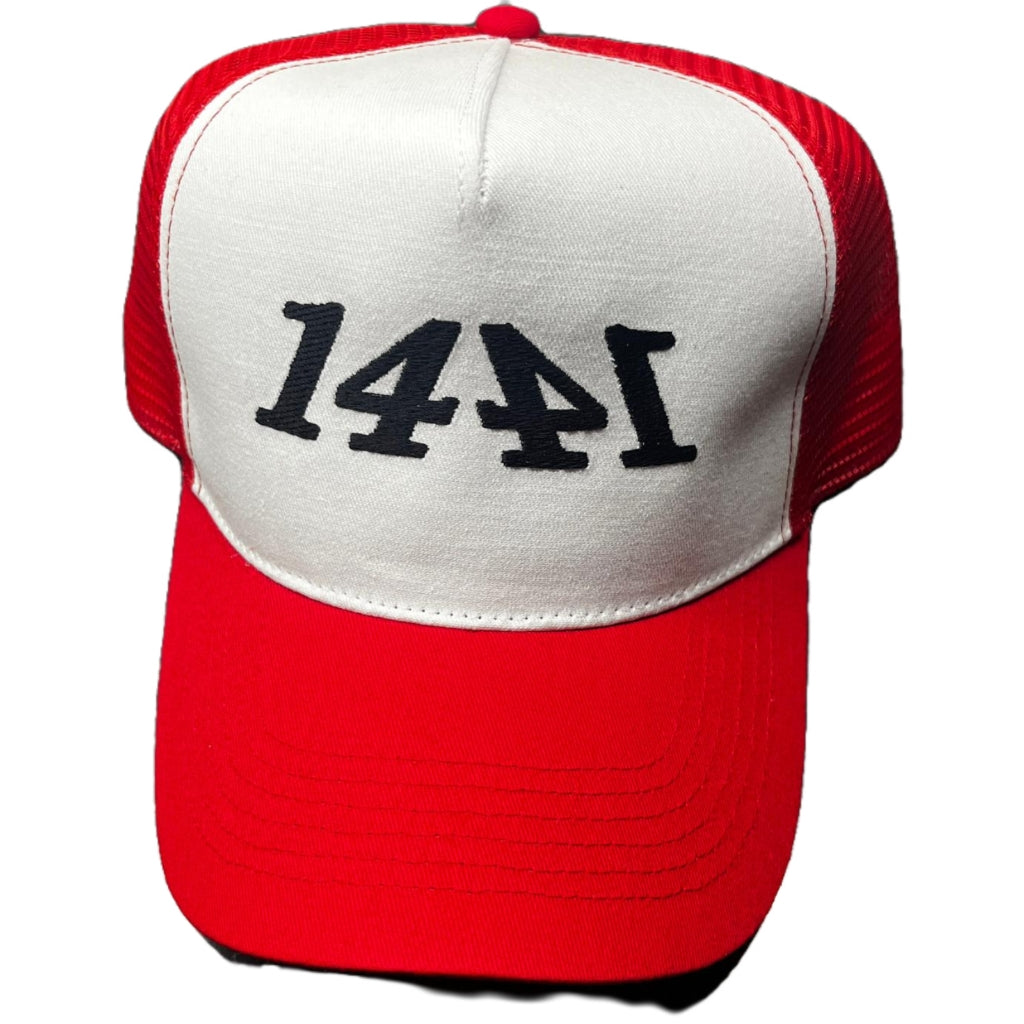 1441 Red and White Trucker Hat