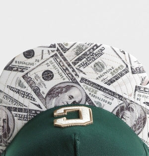 Forest Green Dollar Print C Snapback Cap