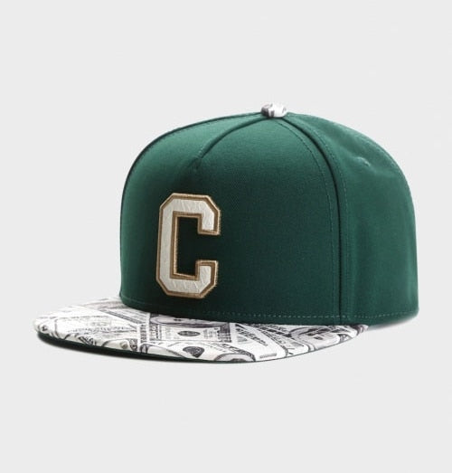 Forest Green Dollar Print C Snapback Cap