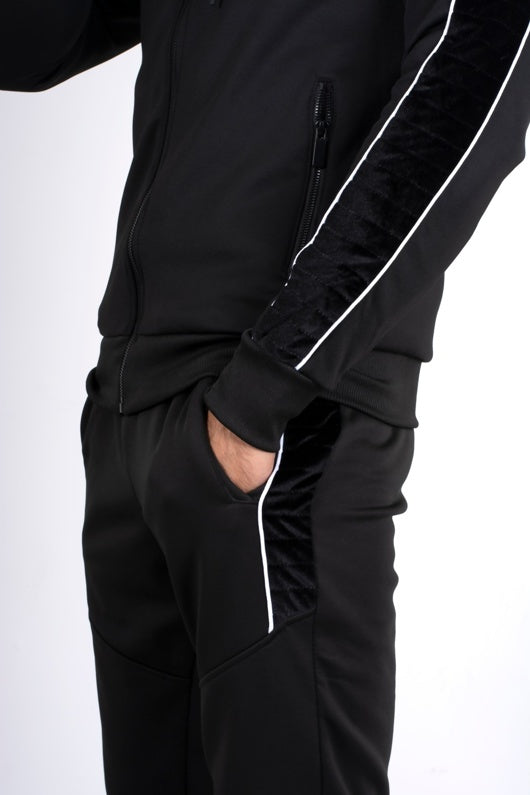 Black Velvet Stripe Tracksuit
