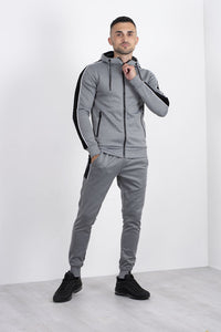 Grey and Black Velvet Stripe Tracksuit